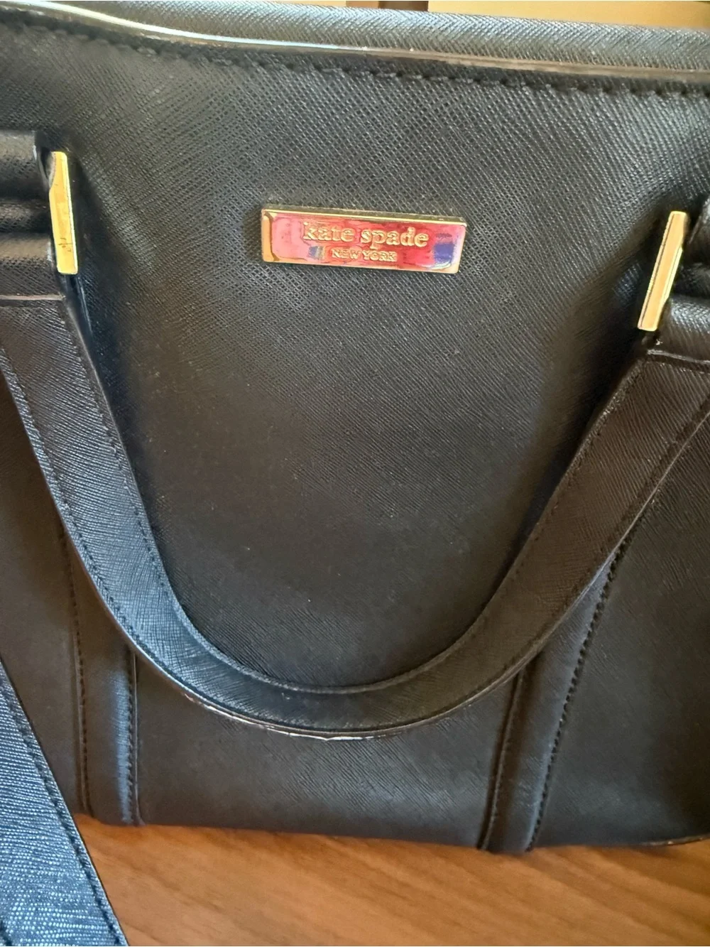kate spade Newberry Black Saffiano Leather Shoulder Bag with Crossbody Strap - Picture 7 of 11